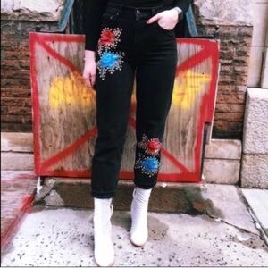 LF Carmar Embroidered Floral and Stud Jeans